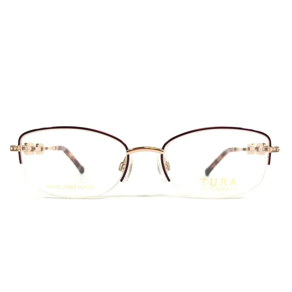 Tura Brilliance Eyeglasses Frames TE282 BUR Burgundy Rose Gold Crystal 51-17-140